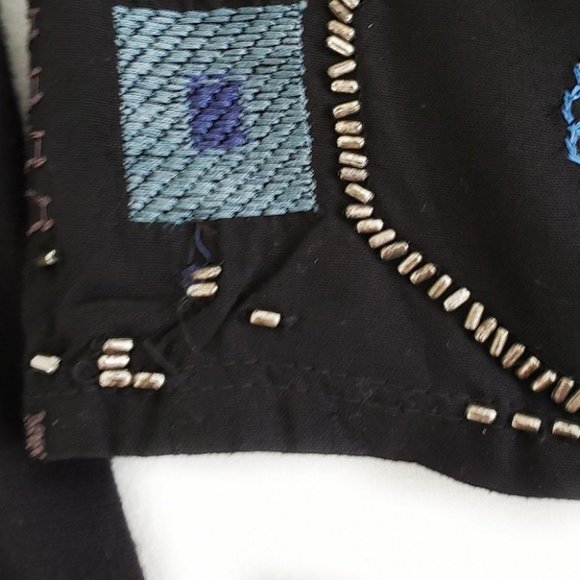 Free People beaded bell sleeve top black XS small - Picture 11 of 14